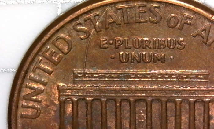 1996-P-Lincoln-Cent-With-Reverse-Struck-Through-Was-Soaked-In-Acetone